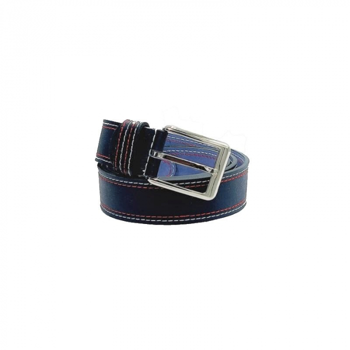 Curea de barbati din piele naturala, bleumarin, cusatura dubla, lungime 130 cm, latime 4 cm [1]