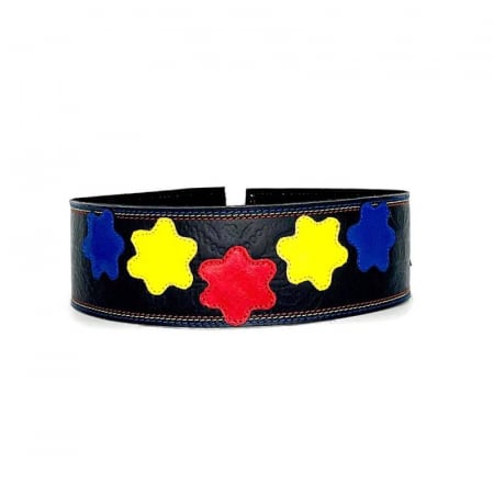 Articole femei - Chimir, centură tradițională femei,din piele naturala, tricolor,50-55 cm