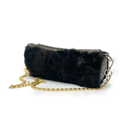 Poseta din blana naturala, Neagra 30x15x15 cm [1]