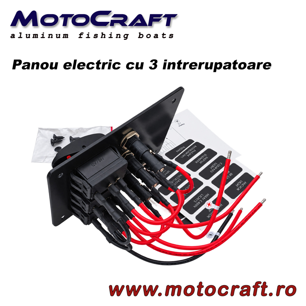 Panou electric marin AAA 10037 cu 3 întrerupătoare, LED și siguranțe – 12 V, IP65 [3]