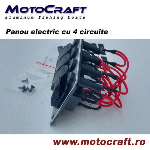 Panou electric marin AAA 10047-BK cu 4 întrerupătoare, LED și siguranțe – 12 V, IP65 [1]