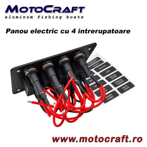 Panou electric marin AAA 10047-BK cu 4 întrerupătoare, LED și siguranțe – 12 V, IP65 [2]