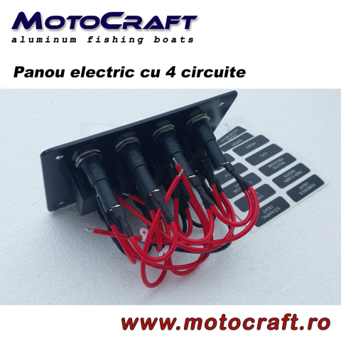 Panou electric marin AAA 10047-BK cu 4 întrerupătoare, LED și siguranțe – 12 V, IP65 [2]