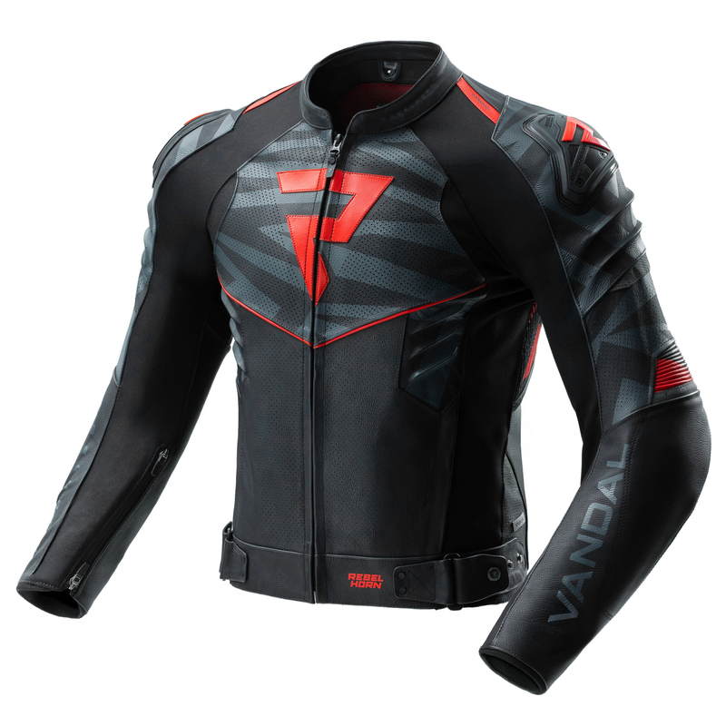 Geaca de piele Rebelhorn Vandal II 50, Rosu Fluo