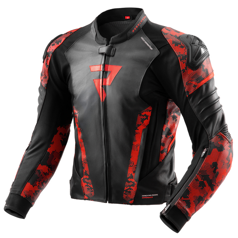 Geaca de piele Rebelhorn Veloce 48, Rosu Fluo