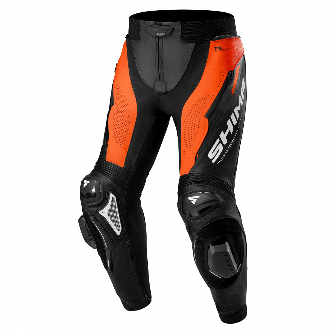 Pantaloni de piele SHIMA Mission ST 48, Rosu Fluo