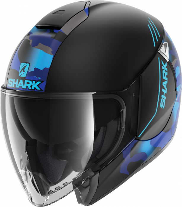 Casca Moto Open Face Shark City Cruiser Genom Mat Inm Black Blue