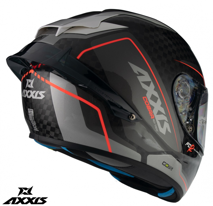 Casca integrala Axxis Cobra Rage A0 alb/albastru lucios carbon – 100% carbon [4]