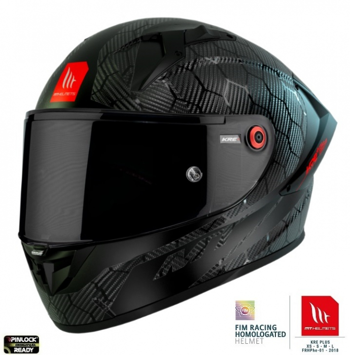 Casca integrala MT KRE+ S Carbon negru A11 negru lucios – 100% carbon – FIM approved – omologare noua ECE 22.06 [2]