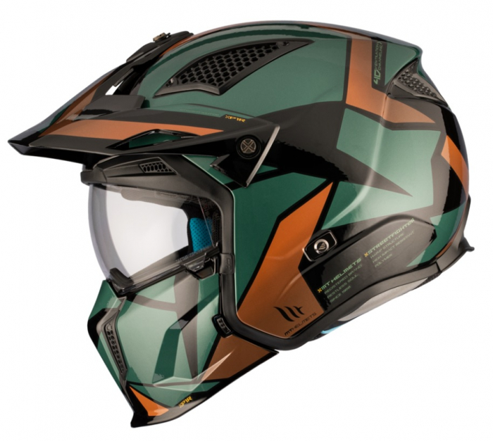 Casca MT Streetfighter SV S P1R A9 verde lucios (ochelari soare integrati) – masca (protectie) barbie si cozoroc detasabile – omologare noua ECE 22.06 [3]