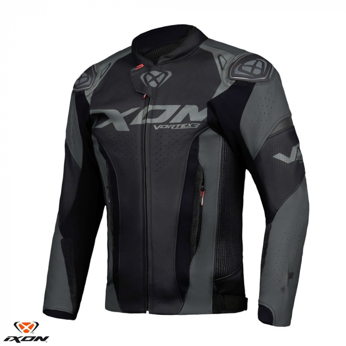 Geaca (jacheta) motociclete barbati piele Racing Ixon vara model Vortex 3 MS culoare: negru [1]
