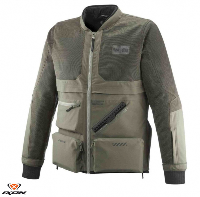 Geaca (jacheta) motociclete barbati Touring/Adventure Ixon All season model Etna MS culoare: khaki/negru – concept modular (geaca laminata; waterproof si pe exterior) [3]