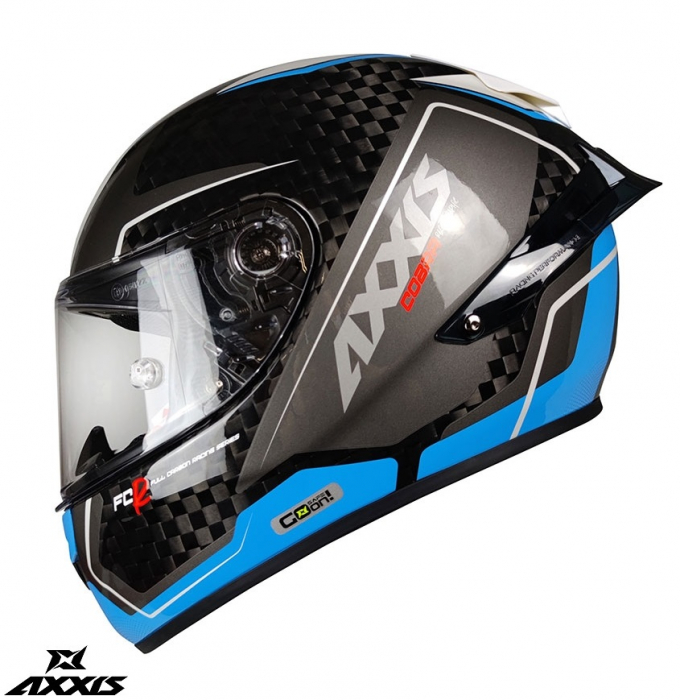 Casca integrala Axxis Cobra Rage A0 alb/albastru lucios carbon – 100% carbon [3]