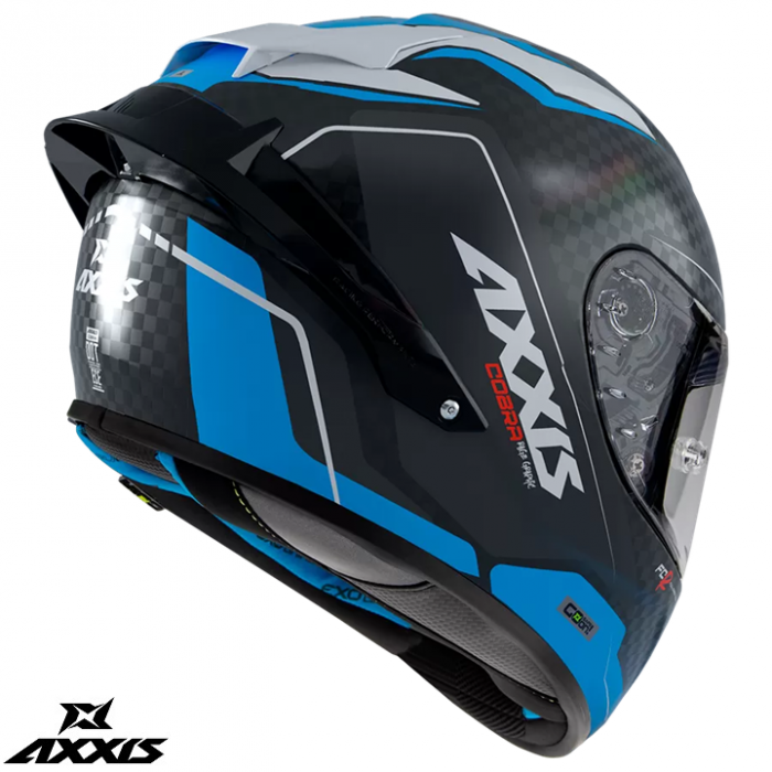 Casca integrala Axxis Cobra Rage A0 alb/albastru lucios carbon – 100% carbon [2]