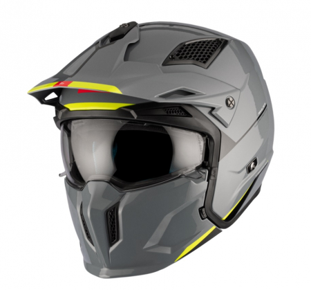 Casti Adventure - Casca MT Streetfighter SV S A22 gri lucios (ochelari soare integrati) – masca (protectie) barbie si cozoroc detasabile – omologare noua ECE 22.06