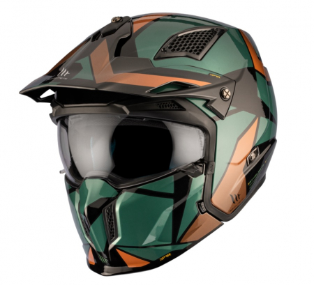 Casti Adventure - Casca MT Streetfighter SV S P1R A9 verde lucios (ochelari soare integrati) – masca (protectie) barbie si cozoroc detasabile – omologare noua ECE 22.06