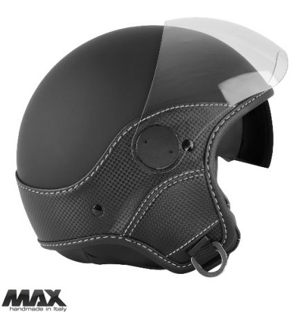 Casti moto - Casca open face (demi-jet) Max Helmets model DJDV06 LS Vision Carbon SV (ochelari soare integrati) culoare: negru mat/gri (NOFG) – 100% MADE IN ITALY