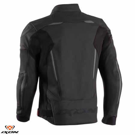 Geaca (jacheta) motociclete barbati piele Racing/Roadster Ixon vara model Ceros culoare: negru [1]