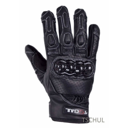 Manusi moto - Manusi moto piele Tschul Carbon scurte 316 black
