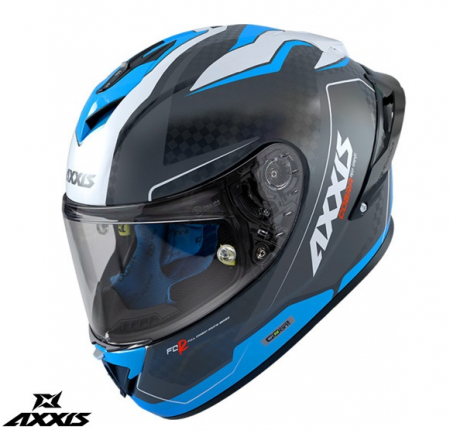 Casti integrale - Casca integrala Axxis Cobra Rage A0 alb/albastru lucios carbon – 100% carbon