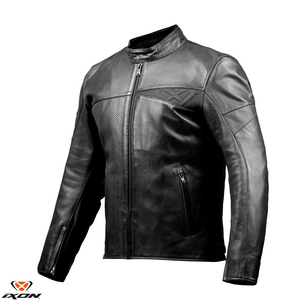Geaca (jacheta) motociclete barbati piele Urban Heritage Ixon vara model Cranky Air MS 5XL, Negru