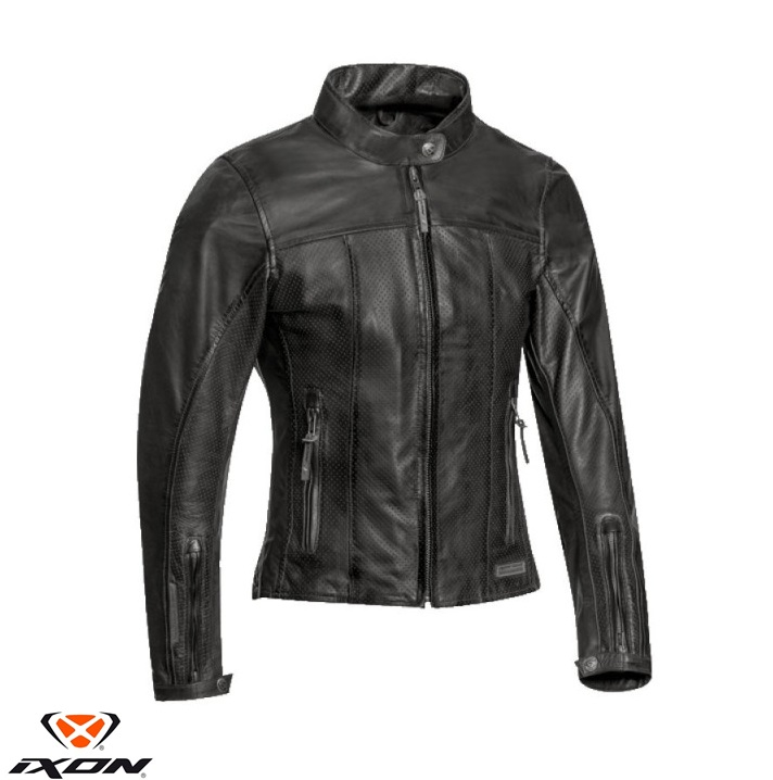 Geaca (jacheta) motociclete femei piele Urban Heritage Ixon vara model Crank Air LS culoare: negru XS