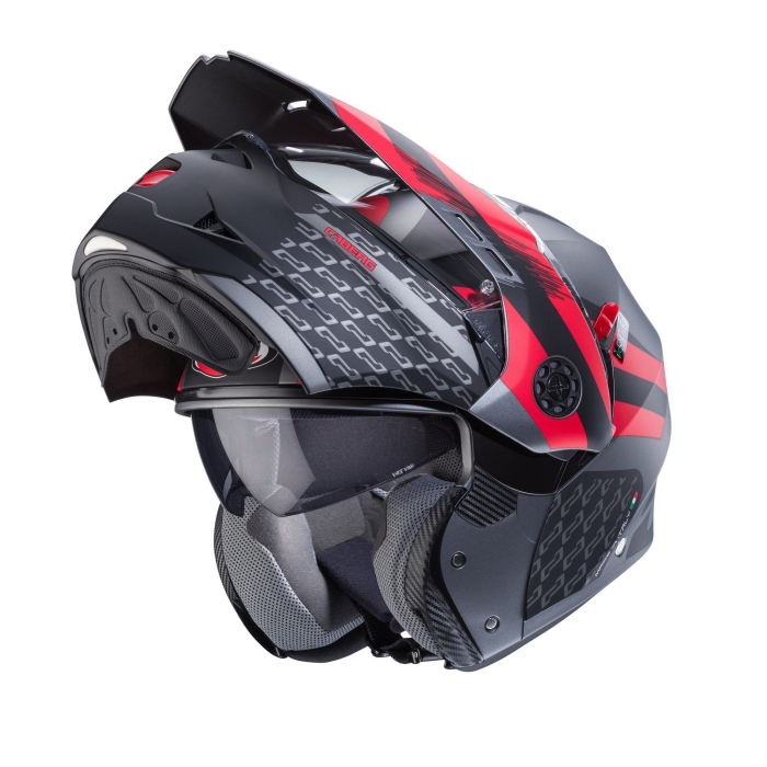 Casca modulabila adventure Caberg Tourmax X SV Sarabe L2 gun metal (titanium)/negru/roșu mat [2]