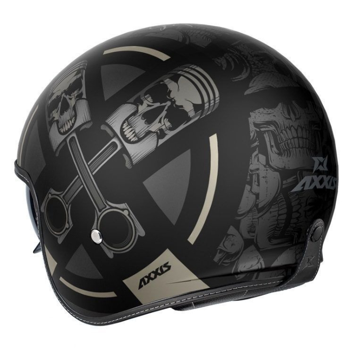 Casca open face Axxis Hornet S SV Skulls Illustrated B1 negru mat [2]