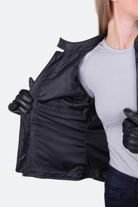 Geacă moto piele Course Bee MC Femei – Nivel AA, Protecții CE, Negru [6]