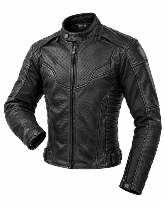 Geacă moto piele SM Racewear Hiflow – protecții CE, ventilație perforată [5]