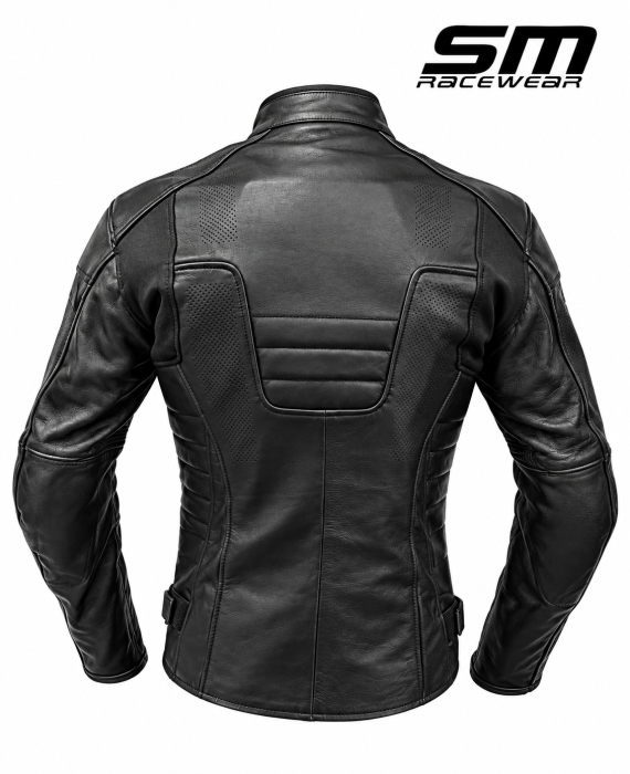 Geacă moto piele SM Racewear Hiflow – protecții CE, ventilație perforată [2]