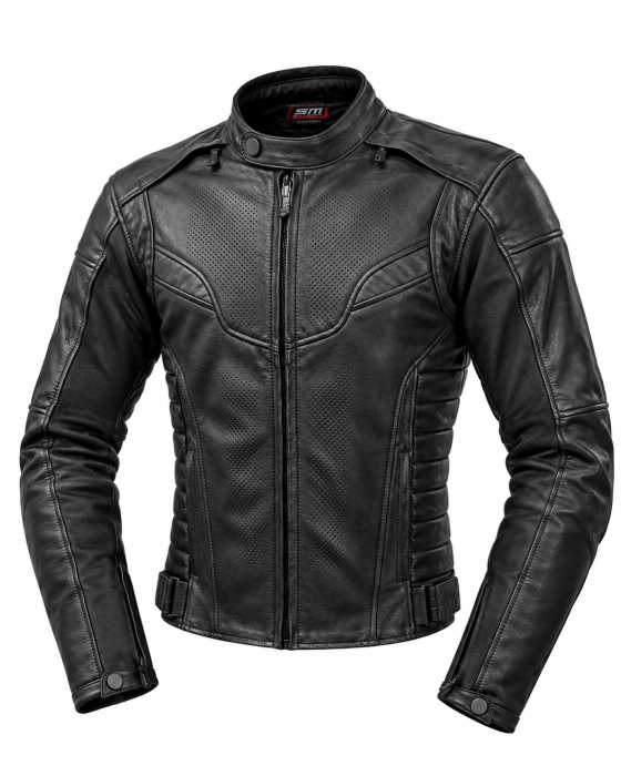 Geacă moto piele SM Racewear Hiflow – protecții CE, ventilație perforată [3]