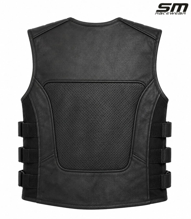 Vestă moto SM Racewear Venti – piele perforată, reglaje Velcro [2]
