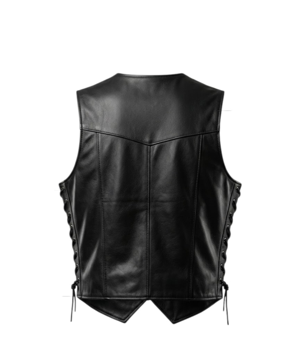 Vestă moto SM Racewear Șnur – piele naturală, capse, reglaje laterale [2]