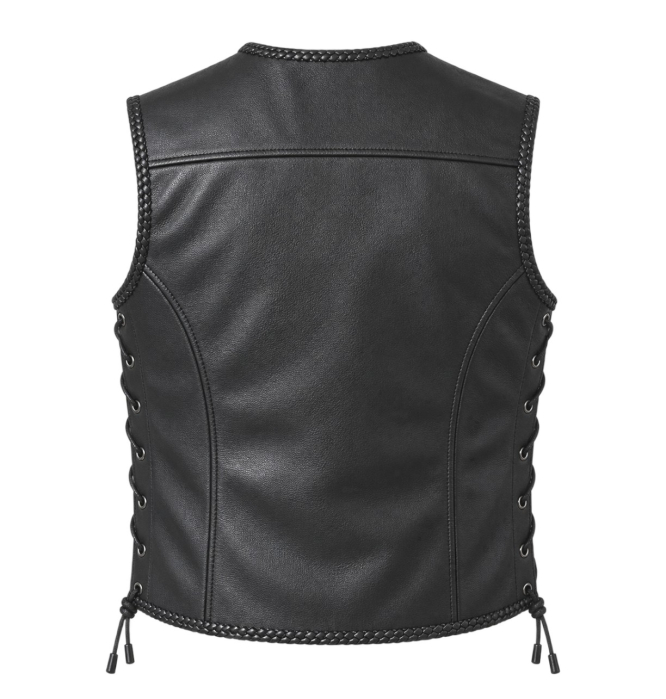 Vestă moto SM Racewear Sinister – piele naturală, carabine și șnur lateral [2]