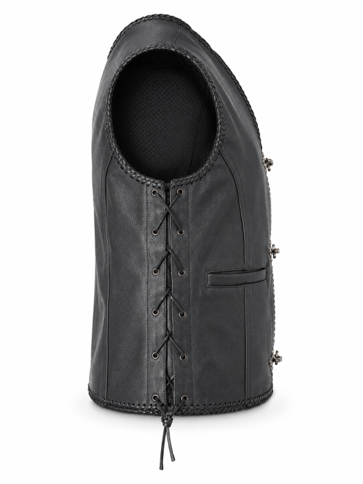 Vestă moto SM Racewear Sinister – piele naturală, carabine și șnur lateral [3]