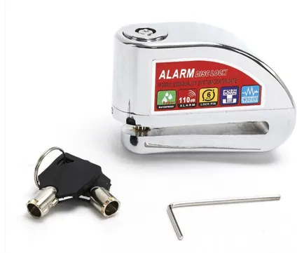 PIESE MOTO - Antifurt moto blocare disc frana cu alarma, cromat+senzor miscare