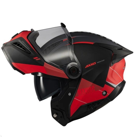 Flip-up - Casca modulabila Axxis GhostFighter SV Maniac B5 negru/roșu mat