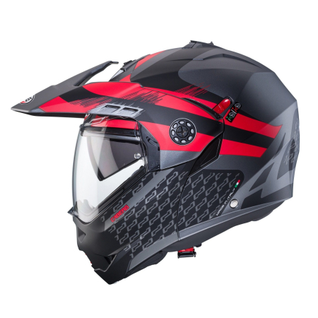 Casca modulabila adventure Caberg Tourmax X SV Sarabe L2 gun metal (titanium)/negru/roșu mat [2]