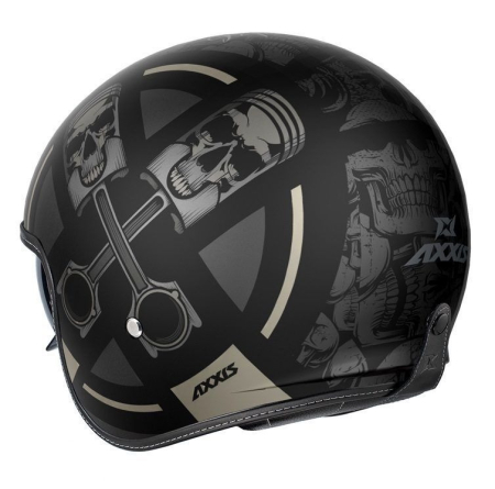 Casca open face Axxis Hornet S SV Skulls Illustrated B1 negru mat [1]