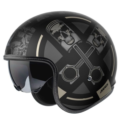 CASTI - Casca open face Axxis Hornet S SV Skulls Illustrated B1 negru mat