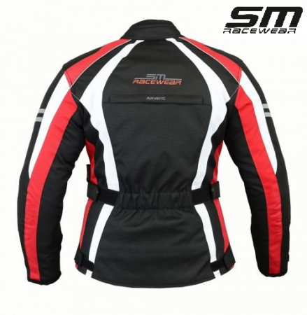 Geacă moto textilă damă SM Racewear Ana Lady – impermeabilă, ventilată, protecții CE, Roșu/Alb sau Gri/Alb [1]