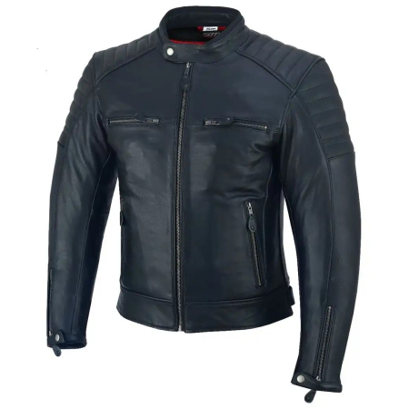 Geacă moto piele SM Racewear Curtis – protecții CE, piele bovină, căptușeală detașabilă, Negru [3]