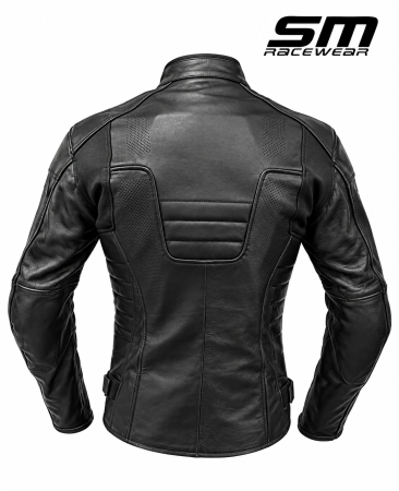 Geacă moto piele SM Racewear Hiflow – protecții CE, ventilație perforată [1]