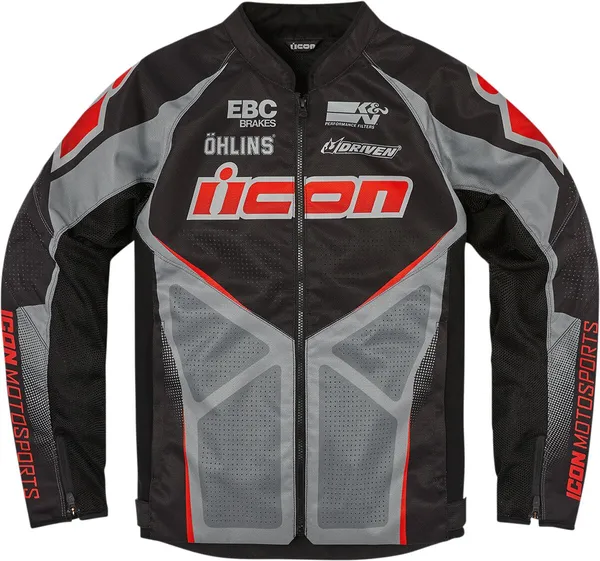 Geci Textil - Geaca moto textila Icon Hooligan Ultrabolt - Barbati - Vara - Ventilata integral - Protectii CE , D3O pentru Coate, Umeri si Coloana