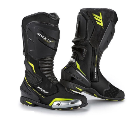 INCALTAMINTE - Ghete moto Seventy SD-BR1 negru/galben fluor