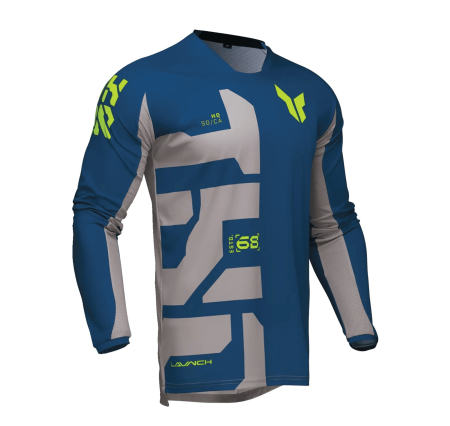 CAMASI - Tricou motocross Thor Launchmode Forge albastru/gri/galben fluor