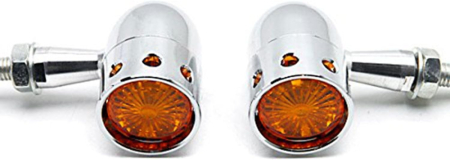 Semnalizări moto bullet cromate cu orificii, lentilă portocalie – Harley-Davidson Softail, Springer, Heritage Classic [2]