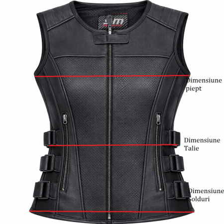 Vestă moto SM Racewear Venti, Dama – piele perforată, reglaje Velcro [3]