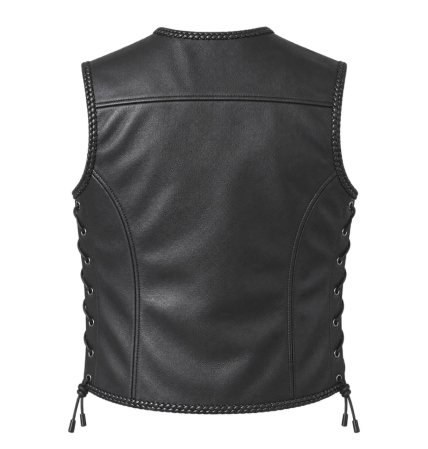 Vestă moto SM Racewear Sinister – piele naturală, carabine și șnur lateral [1]